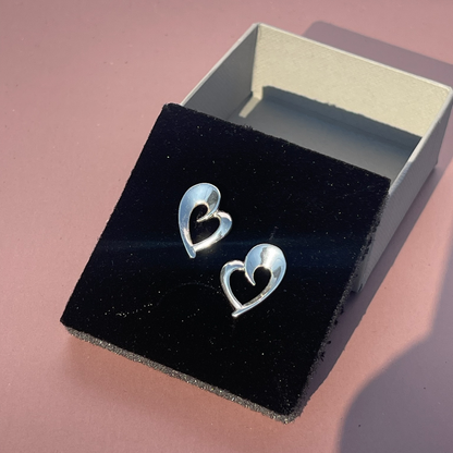 Rae's Silver Heart-Shaped Earrings