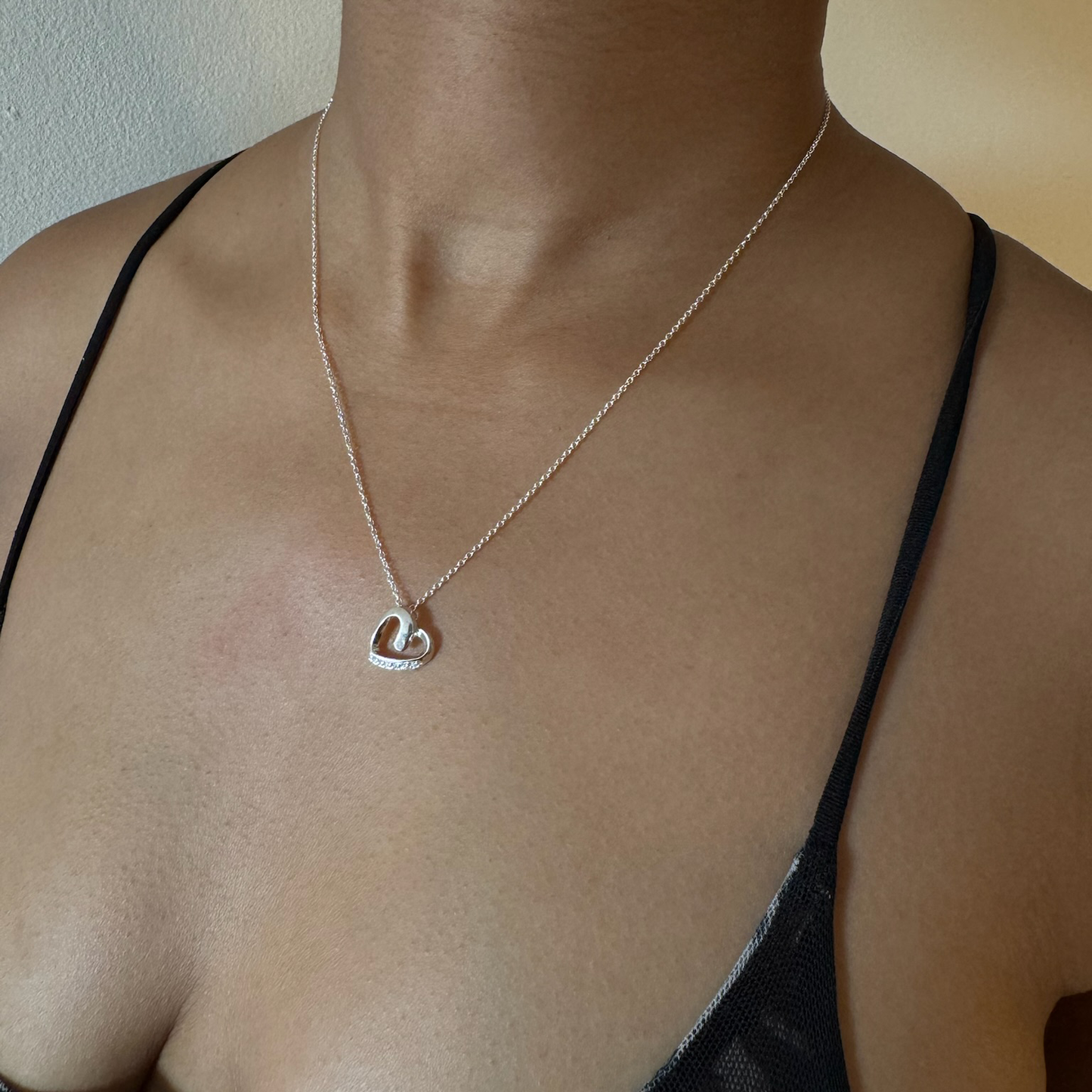 Rae's Silver Heart-Shaped CZ Pendant