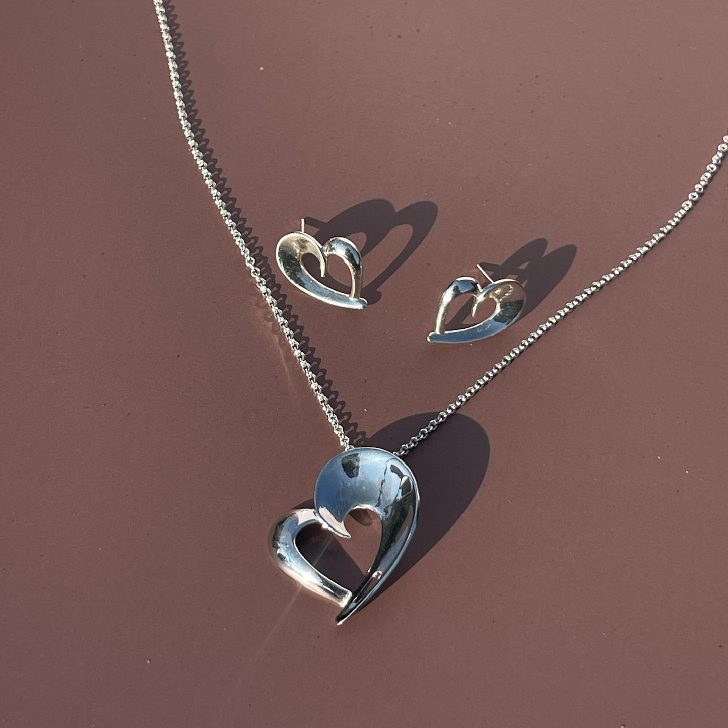 Rae's Silver Heart-Shaped Jewellery Set