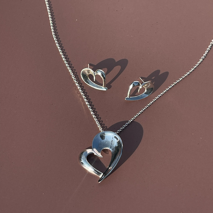 Rae's Silver Heart-Shaped Jewellery Set