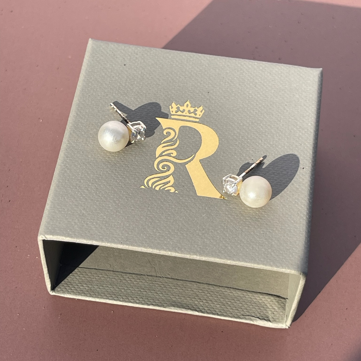 Rae's Pearl Earrings w/ White CZ