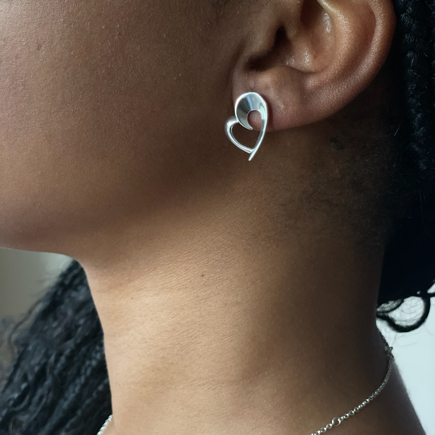 Rae's Silver Heart-Shaped Earrings