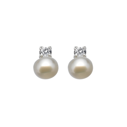 Rae's Pearl Earrings w/ White CZ