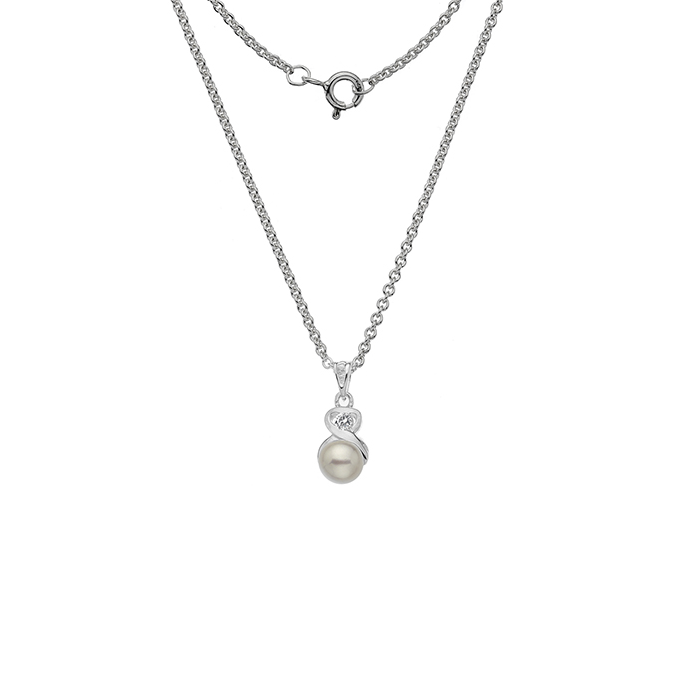 Rae's Pearl Pendant w/ White CZ