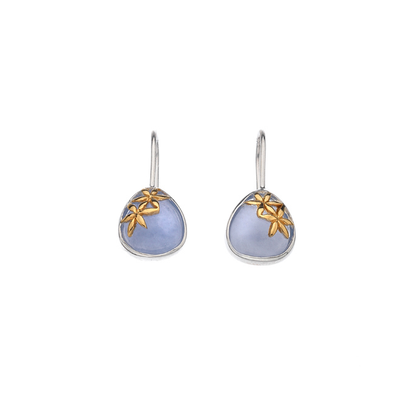 Rae's Silver Blue Chalcedony Earrings w/ Gold Detail