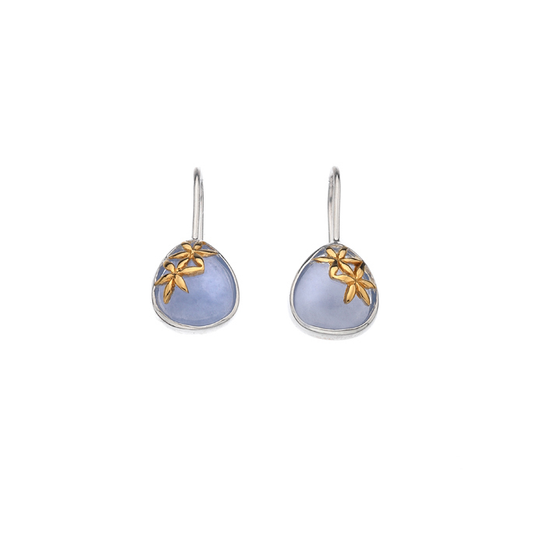 Rae's Silver Blue Chalcedony Earrings w/ Gold Detail