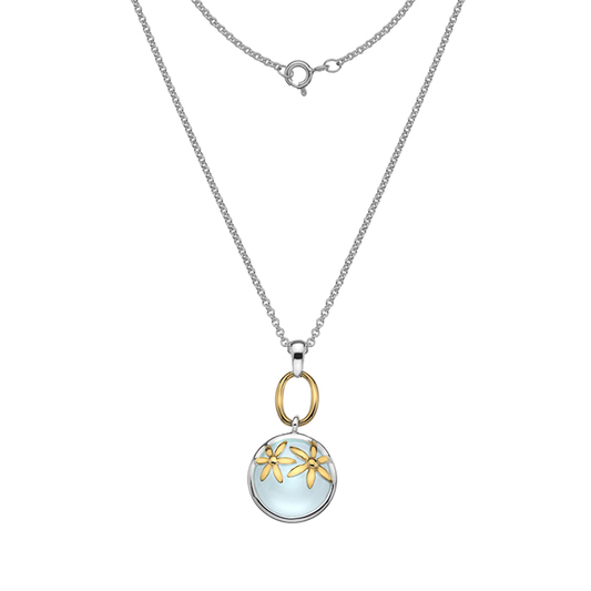 Rae's Silver Aqua Chalcedony Pendant w/ Gold Detail